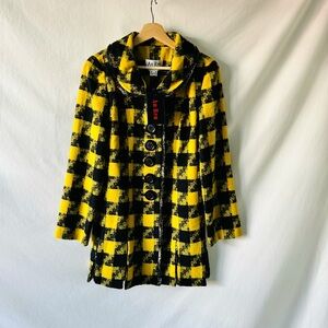 NWT An Ren New York Yellow Plaid Button Up Vintage Jacket - Wearable Art